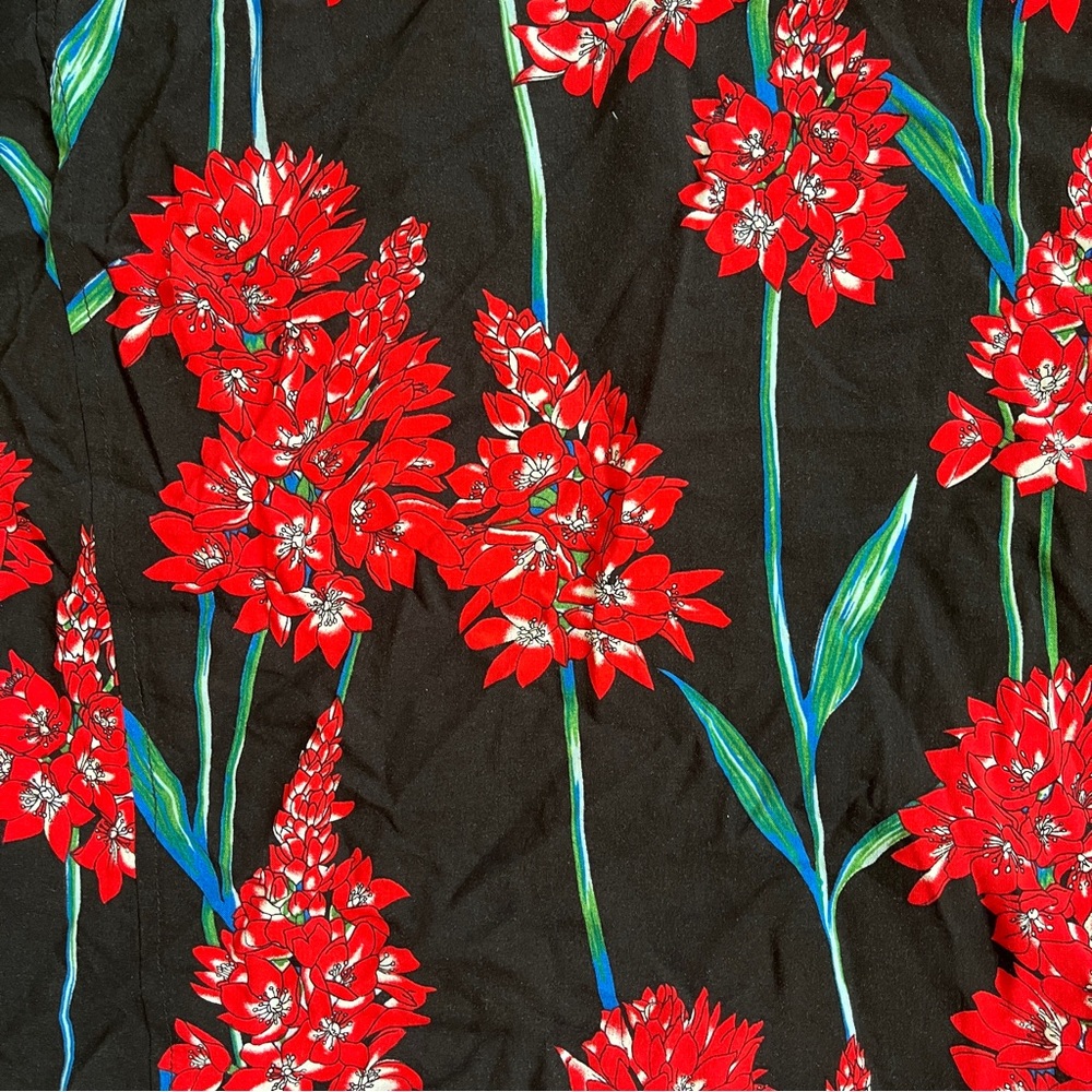 NWT ASOS Religion Revere Black Collar Button Down Shirt w/ Red Floral Print - Picture 13 of 16